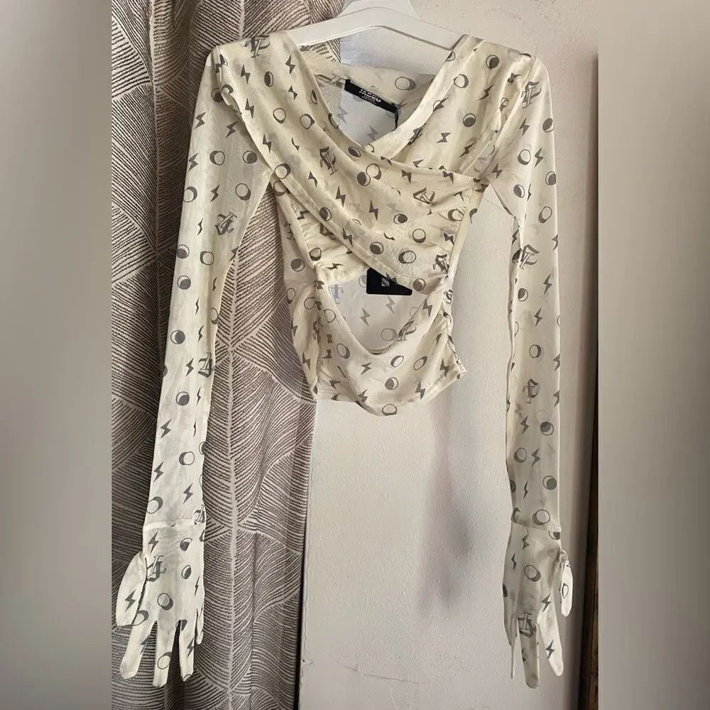 Jaded London Top Gloves Sleeve Beige Mesh Sz 0 NWT